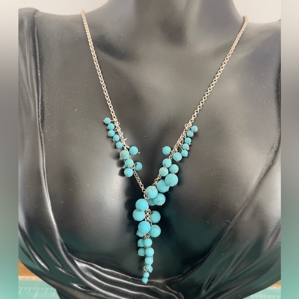 Sterling silver possible turquoise necklace - Picture 1 of 7